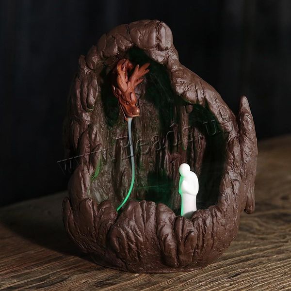 

fragrance lamps creative mountain shape backflow incense burner dragon smoke waterfall holder ceramic censer fashion home decor