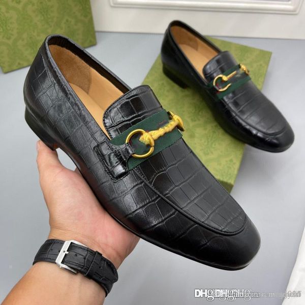 

a4 luxury new mens business formal patchwork genuine leather flats slip on casual loafers men fashion party dress shoes size 6.5-11, Black