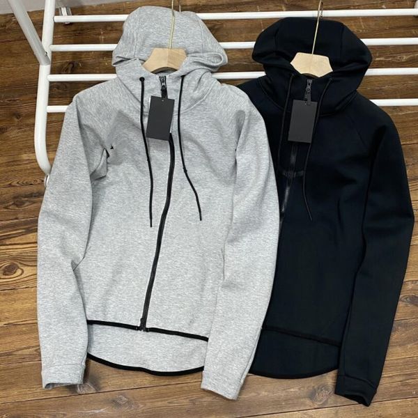 

new autumn winter large size men's hoodie sportswear tech fleece windrunnersh fashion leisure sports jacket running fitness jacket coat, Black
