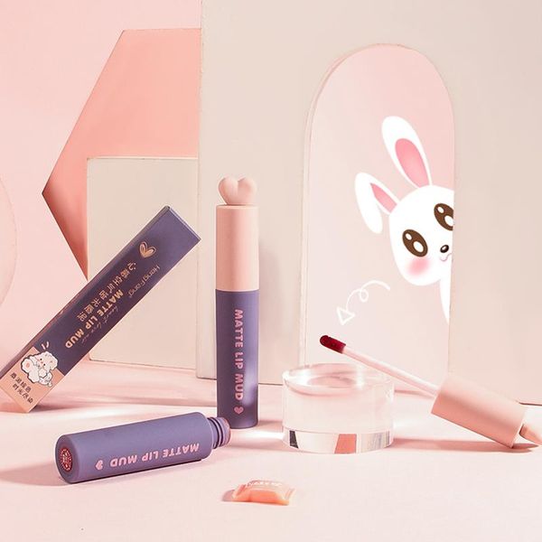 

lip gloss matte mud texture waterproof sweat-proof rich color lipstick moisturizing glaze long lasting beauty tslm1