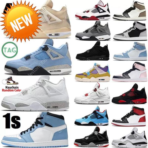 

2022 mens basketball shoes sail 4 4s sneakers university blue 1 1s atmosphere fire red thunder oreo bordeaux black cat bred white cement e