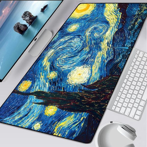 

mouse pads & wrist rests xxl van gogh pad 80x30cm notbook computer mousepad large arting game keyboard mice mat gaming gamer to laptop