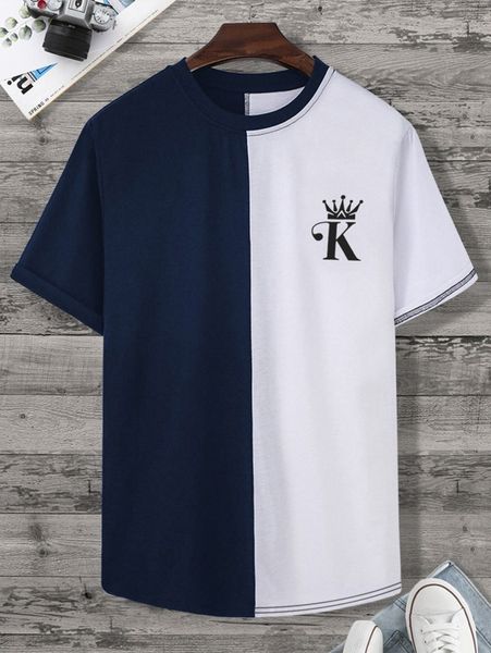 

men two tone letter graphic tee l8ic#, White;black