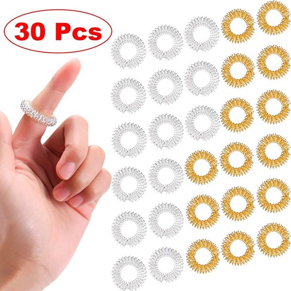 

30 pieces rings massager, spiky finger ring/acupressure ring set for teens, adults, silent stress reducer (2.5 cm/ 0.98 inch)