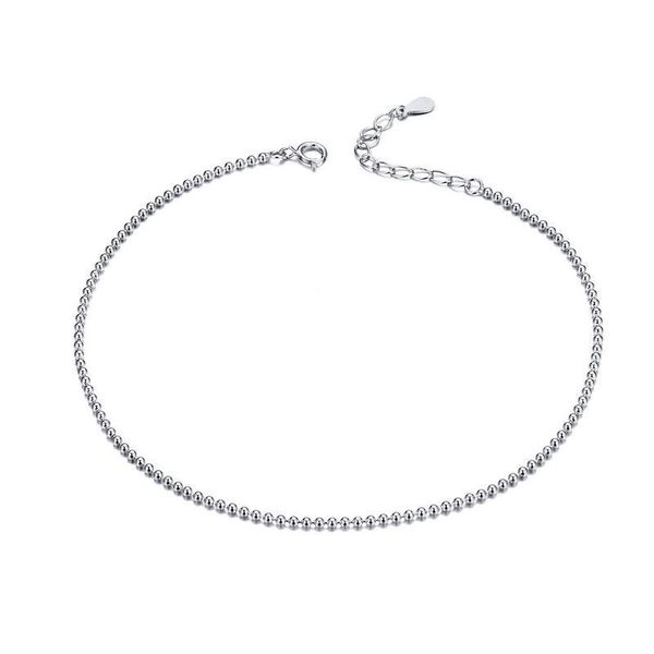 

anklets simple essential bead link 925 sterling silver bracelet for foot jewelry female leg chain sct002 bamoer, Red;blue