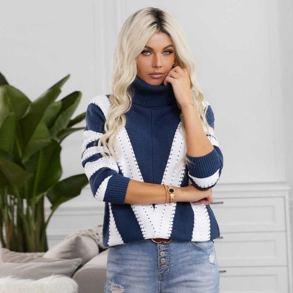 

women's thermal sweater winter warm diagonal stripe turtlene large size long sleeve bottom shirt 272895, White;black