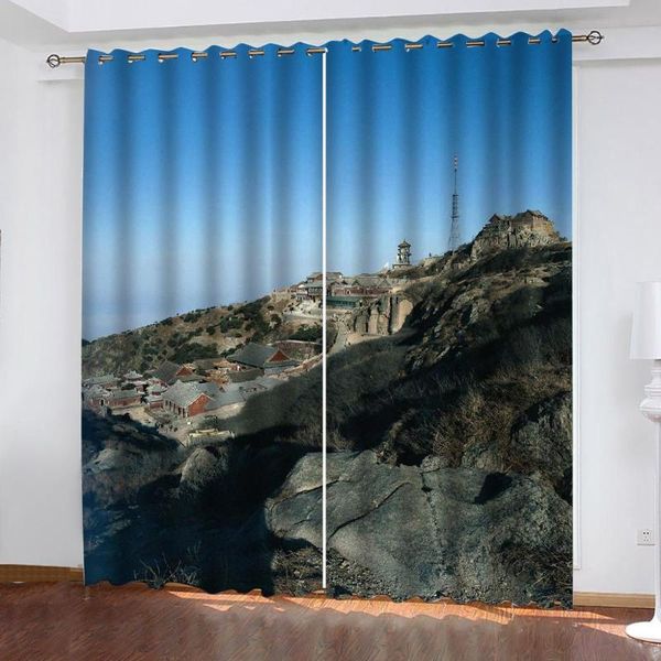 

luxury blackout 3d window curtain for living room blue scenery curtains decoration & drapes
