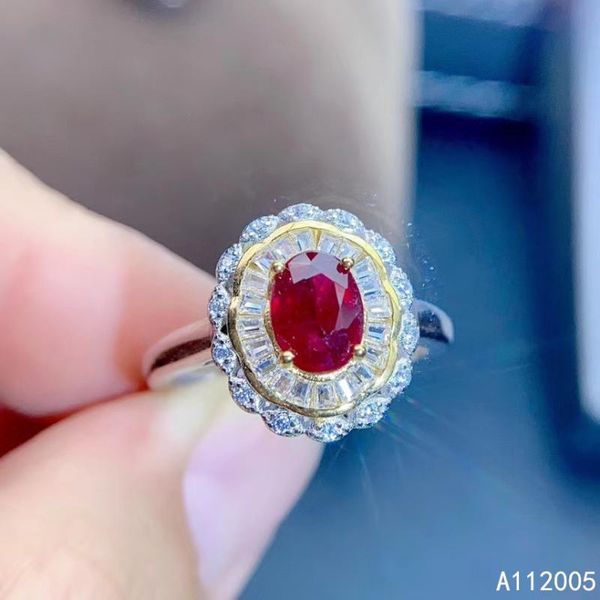 

cluster rings kjjeaxcmy fine jewelry 925 sterling silver inlaid natural adjustable ruby female ring trendy support test with box, Golden;silver