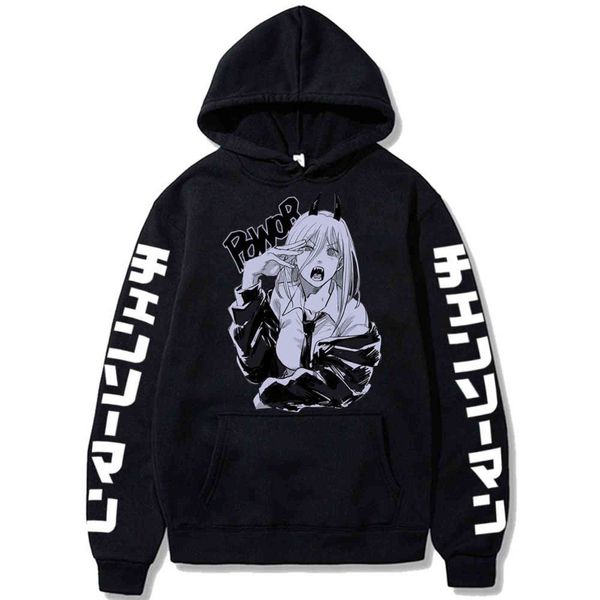 2021 HOT MANGA Chainsaw Man hoodies moletom harajuku cosplay cool poder imprimir gráfico unisex homens mulheres manga sportswear y1109