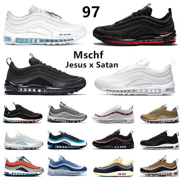 

97 mens running shoes mschf lil nas x satan luke inri jesus triple black white metalic gold university red 97s sky undefeated men women