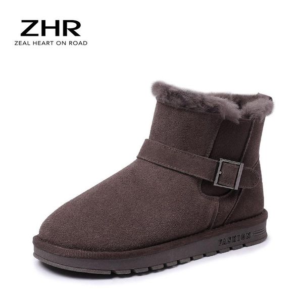 

boots 2021 winter shoes women snow sheep wool fur 100% genuine cowhide leather ankle plush warm ladies, Black