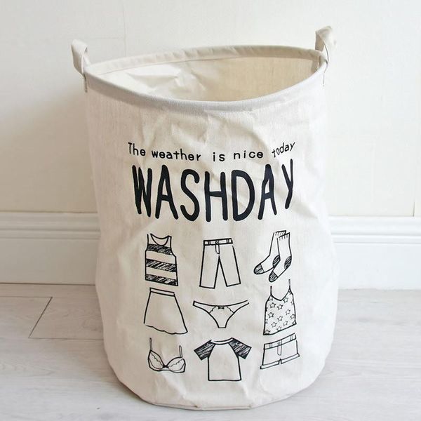 

storage baskets 40*50cm cotton linen laundry basket for dirty clothes waterproof folding toy organizer bucket home storage&organization