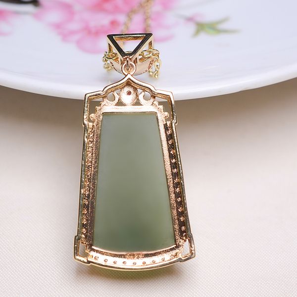 

natural green jade pendant with gold 925 sterling silver necklace drop necklaces pendants for women marcasite jewelry, Red;blue
