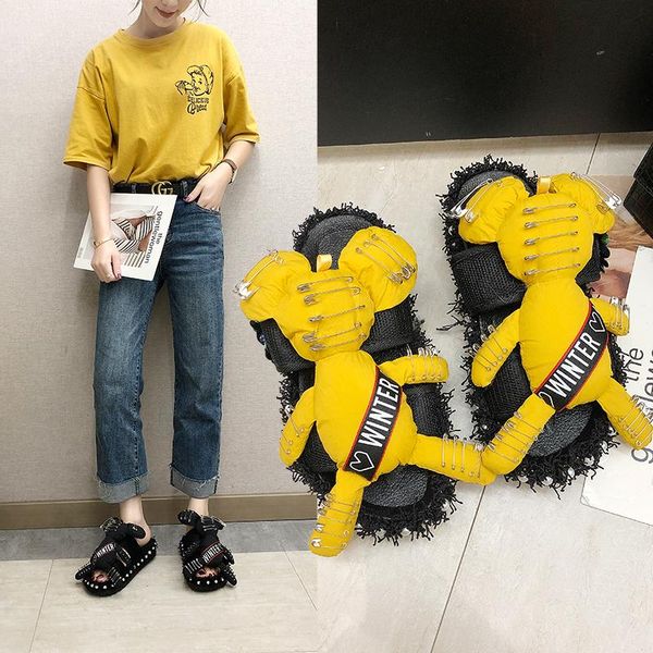

slippers woman cartoons go out lovely girl flat footwear comfortable wild slip-ons 9 s ladies tenis shoes bulk accessories, Black