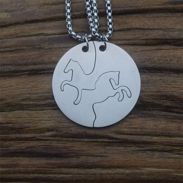 

stainless steel horse couple necklace valentine's day present pendant necklaces, Silver