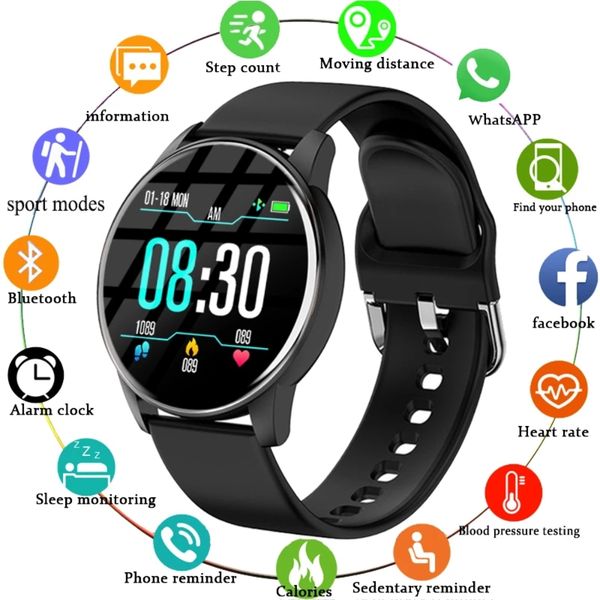 

2021 smart watch men heart rate blood pressure sports weather forecast fitness tracker ladies smartwatch women for android iosg, Slivery;brown