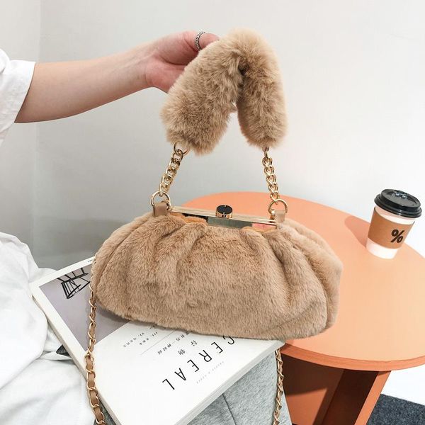 

evening bags women's handbag autumn and winter fashion plush messenger women trend chain one shoulder bag female handbags