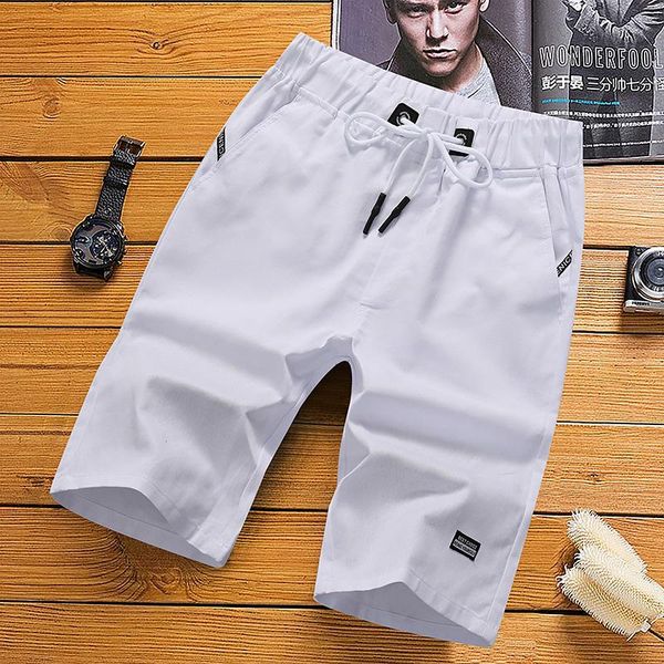 

shorts men 2021 summer new style pure cotton solid color five-point pants men's casual shorts loose beach pants, White;black