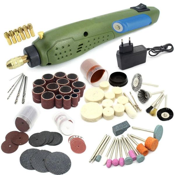 Ferramenta de perfuração profissional Mini Power Ferramenta Rotária Elétrica + Acessórios de moagem Set para Dremel Gravura Machine Kit-UE Plug