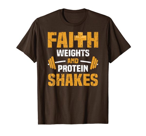 

faith protein shakes fitness workout jesus gym t-shirt, White;black