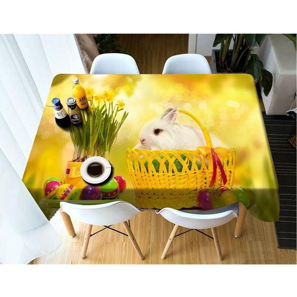 

table cloth easter pattern in bamboo basket rectangular/round soft thickened cotton festive tablecloth dustproof cover towel