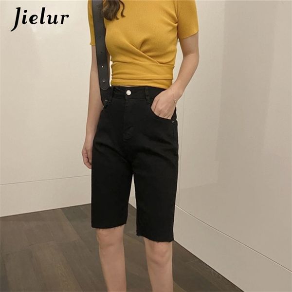 

denim shorts black solid color jeans woman summer skinny high waist short chic slim bermuda trousers women 210426, White;black