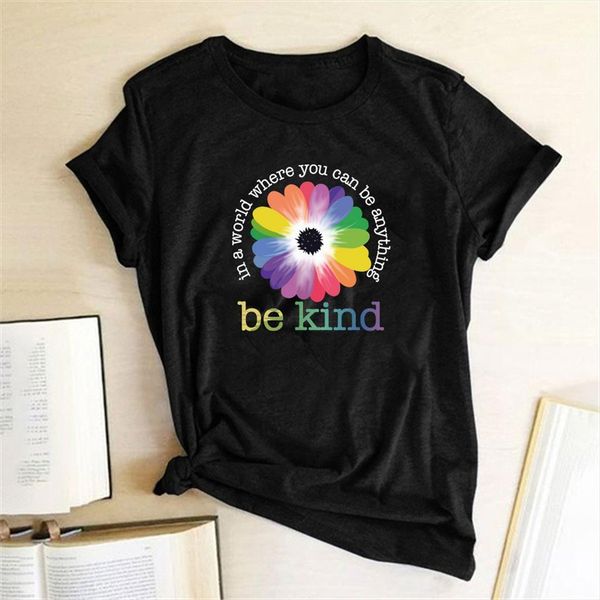 

in a world where you men can be anything kind print t shirt cotton casual funny graphic tees mulher, White;black