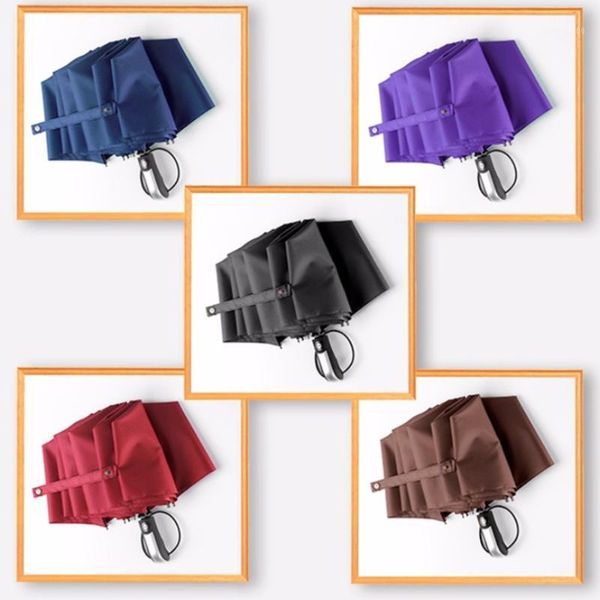 

umbrellas full-automatic sun-rain umbrella triple folding 10-rib business men women reinforced minimalist style1