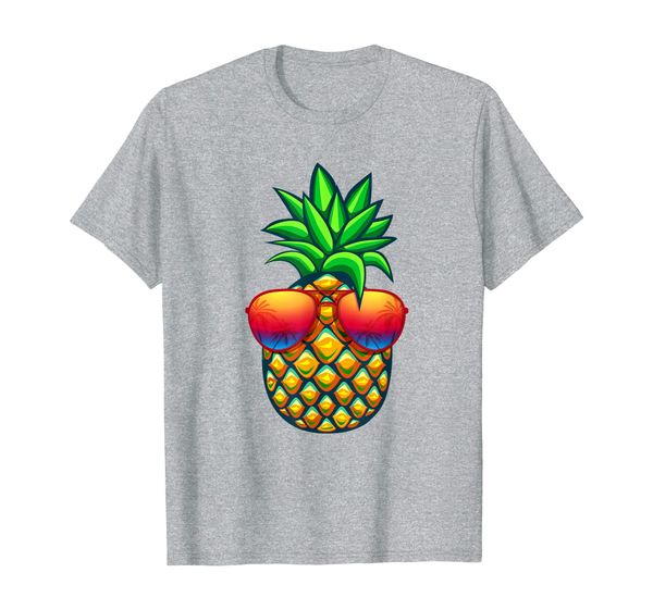

hawaiian pineapple summer beach aloha t-shirt, White;black