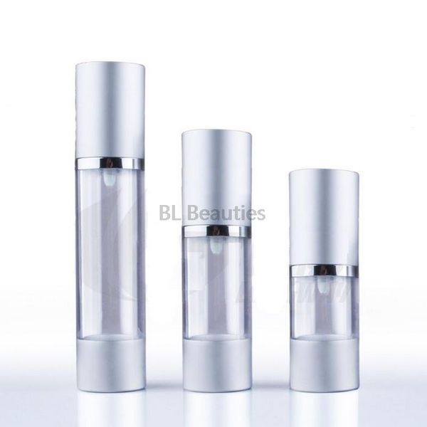 

storage bottles & jars 300pcs/lot 15ml 30ml 50ml silver vacumm pump portable dispenser refillable airless bottle