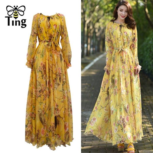 

casual dresses tingfly oversized relaxed fit floral print boho maxi dress vintage long party with waistband vestido, Black;gray
