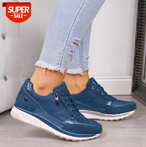 

Women Shoes Wedge Flat Shoes New Fashion Gold Sneakers Zipper Platform Trainers Women Casual Lace-Up Womens Sneakers #Rk8m