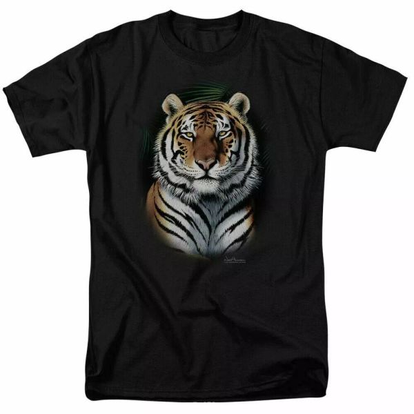 

Wild Wings Jungle Fire T Shirt Mens Licensed Tiger Wildlife Tee Black, White;black
