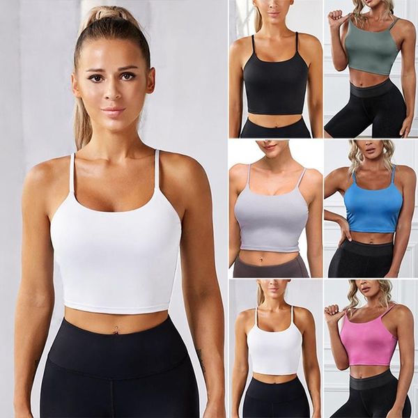 

push up padded gym fitness bras crop women plain soft nylon yoga workout sports with removable pads outfit