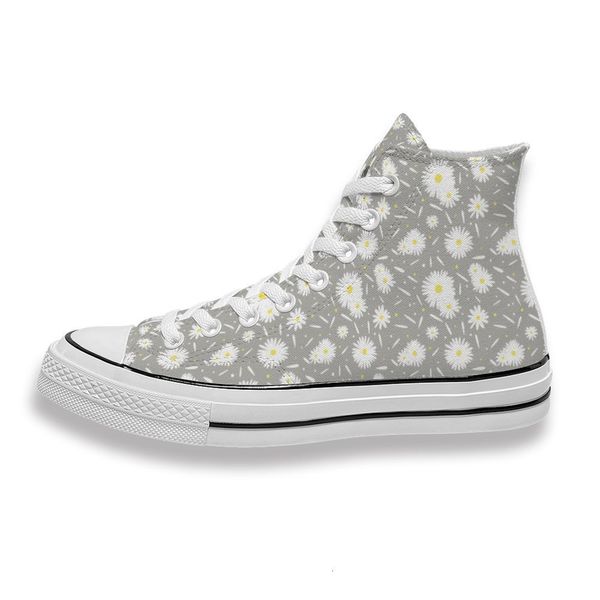 

custom printed white daisy floral sneakers high mens womens running sho skateboard diy trainers canvas casual shoe