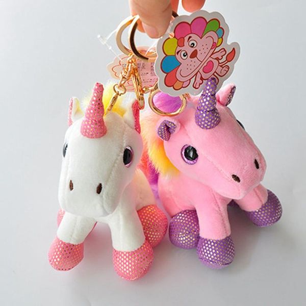 

keychains stuffed toy 1pcs keyring keychain bag charm pendant plush toys rainbow horse anime soft color lovely small, Silver