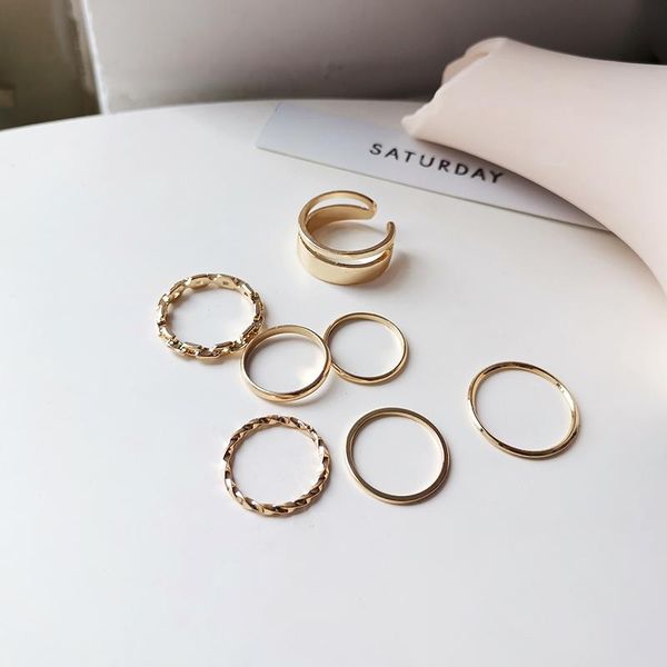

fashion jewelry women sets rings multi design style metal open round irregular twist hollow girl finger ring party gift cluster, Golden;silver