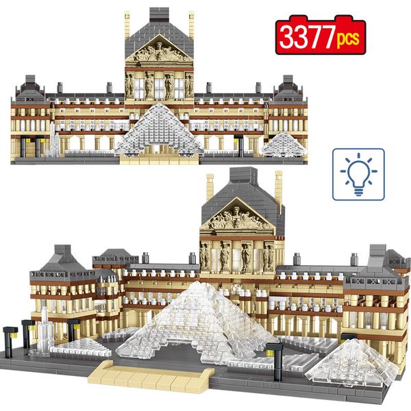 3377 pcs mundialmente famosa cidade paisagem 3d diamante mini modelo paris louvre arquitetura diy educação blocos de construção de criança presente x0503