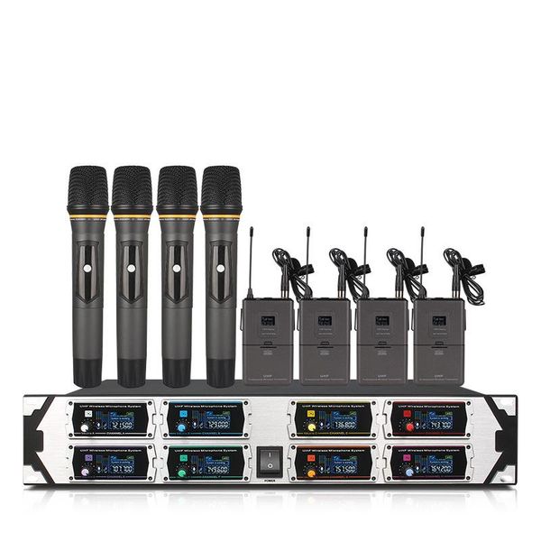 

professional wireless uhf 8 channel fixed frequency dynamic display 4 ring microphone manual microphones