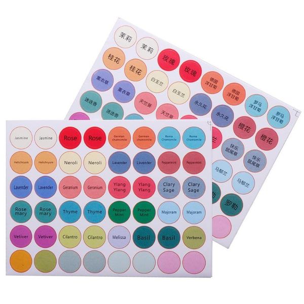

192pcs/sheet colorful paper stickers labels for glass essential oil bottles cap lid blank round circles sticker storage & jars