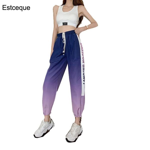 

women's pants & capris women 2021 high waist thin and beam straight nine-point design loose casual gradient harem, Black;white