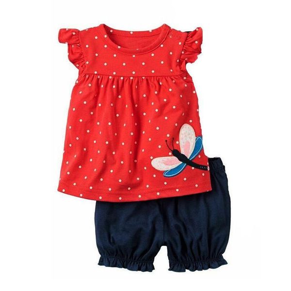 

clothing sets fashion baby clothes suit dragonfly red born pajamas girl t-shirt jumpers shorts pants summer outfit 6 9 12 18 24 month, White