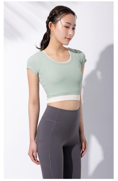 

simple version female leisure sports t-shirt breathable yoga short sleeve style gym fitness outfit