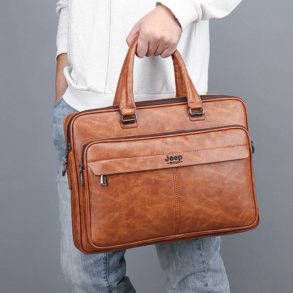 

busins men's soft leather single pull handbag leisure versatile computer multifunctional portable msenger