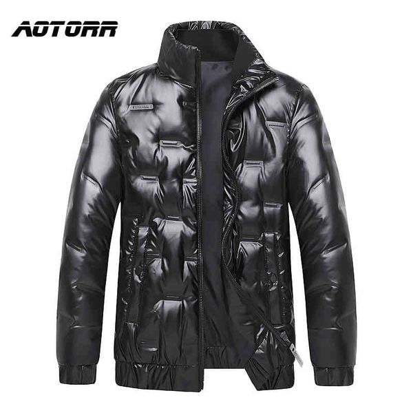 

winter men casual white duck down et stand collar parka male overcoat thermal windproof outwear, Black;white