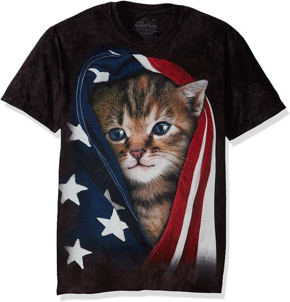 

men's t-shirts the patriotic kitten t-shirt, White;black