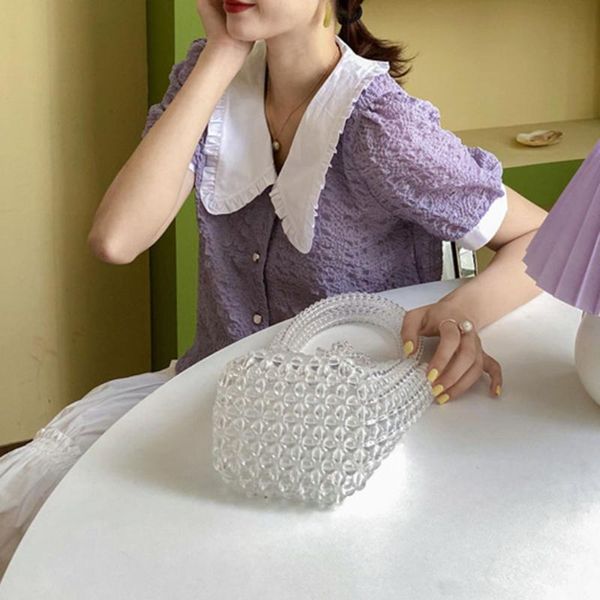

women's blouses & shirts korea one piece vintage and blouse cute petter pan collar wrinkle short sleeve summer tees women korean ja, White