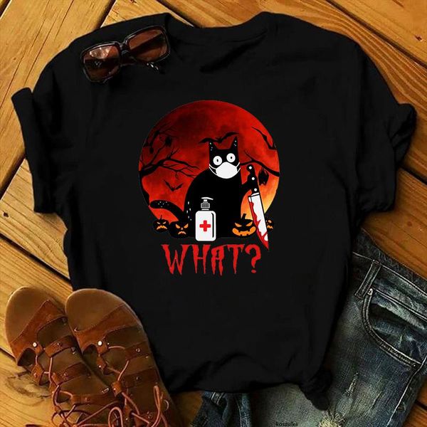 

men's t-shirts halloween black cat tshirts men clothes anime cool harajuku t shirt kawaii clothing summer tee graphic tshirt, White;black