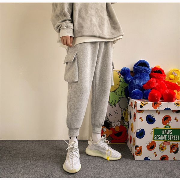 

men's sweatpants warm and thick japanese streetwear korean hip-hop style winter 2021, Blue