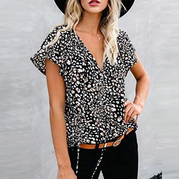 

women's boho floral print t-shirt v neck short sleeve shirts loose summer femme casual plus size camiseta mujer, White